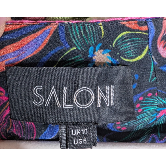 Saloni Elodie C Garnet Bandhani Silk Dress Size 6 A Line Ruffle Boho Glam Luxe - Picture 9 of 15